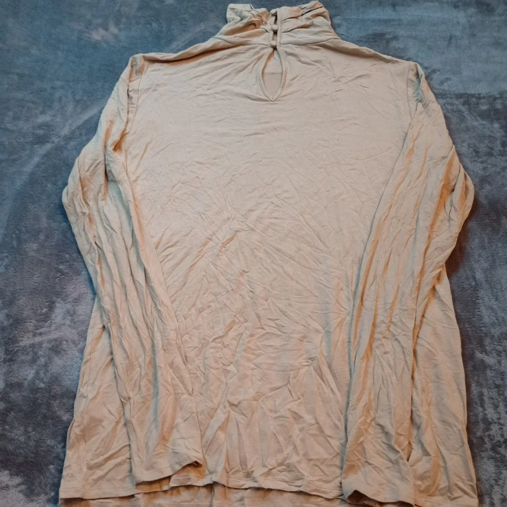 Lafayette 148 New York Womens High Neck Top Shirt Beige Size Large Beige Viscose